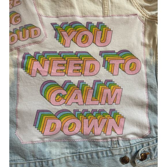 TAYLOR SWIFT You’re Being Too Loud You Need To Calm Down Upcycled Denim Jacket M - Picture 10 of 12